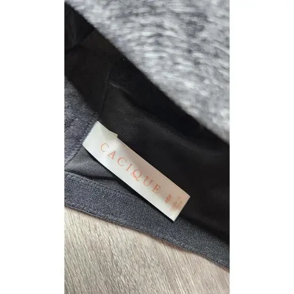 Cacique Gray Black Lace Lightly Lined Balconette Bra 40F - Picture 5 of 8